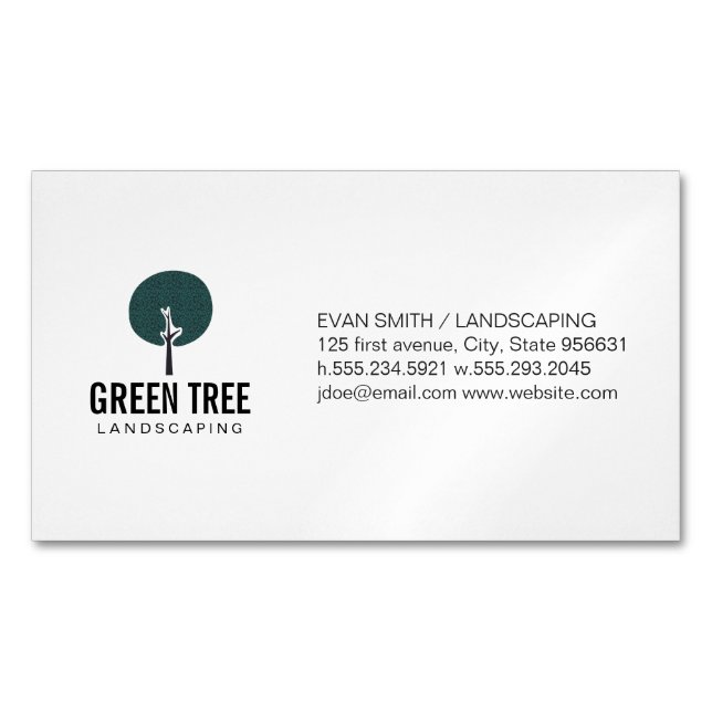 Tree Icon / Landscaper Business Card Magnet (Front)
