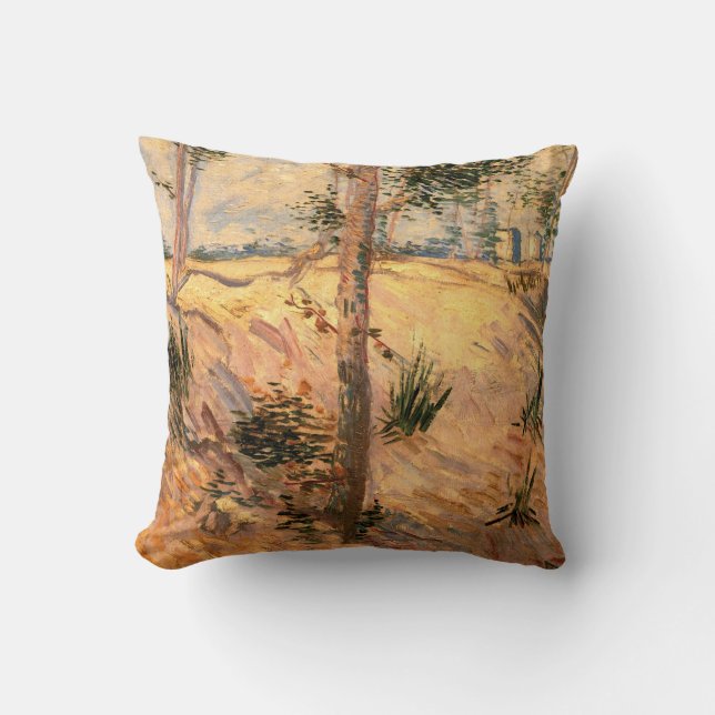 Tree in a Field on a Sunny Day by Vincent van Gogh Throw Pillow (Front)