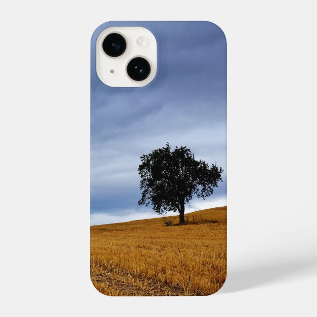 Tree in a wheat field iPhone case (Back)