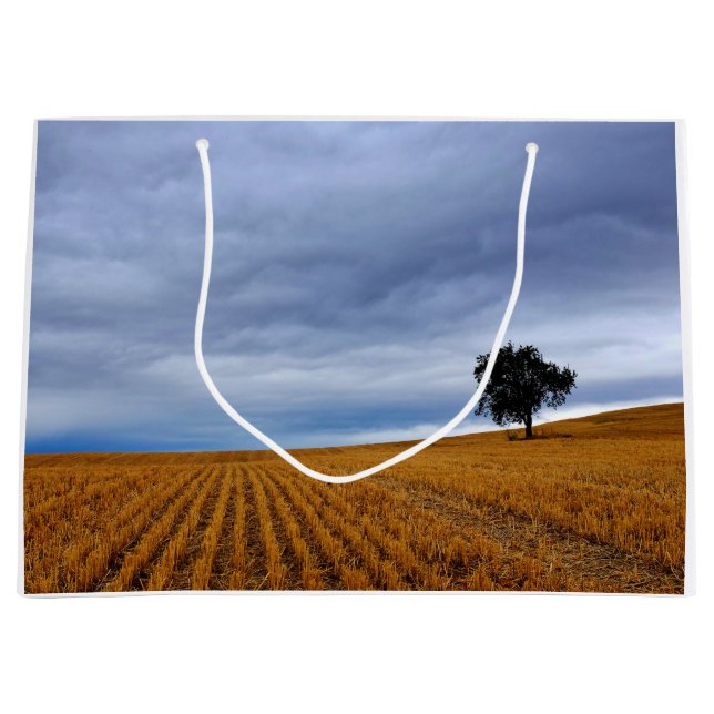 Tree in a wheat field large gift bag (Front)