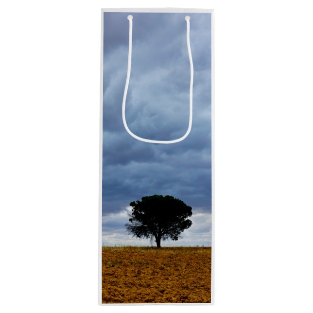 Tree in an empty field wine gift bag (Front)