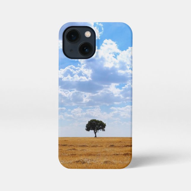 Tree in an harvested wheat field  iPhone case (Back)