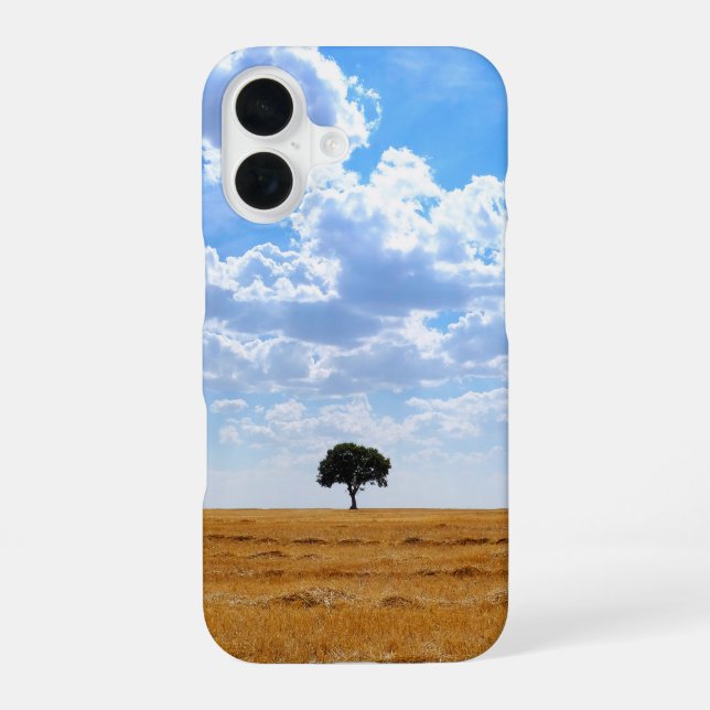 Tree in an harvested wheat field  iPhone case (Back)