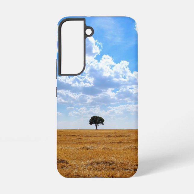 Tree in an harvested wheat field  samsung galaxy case (Back)