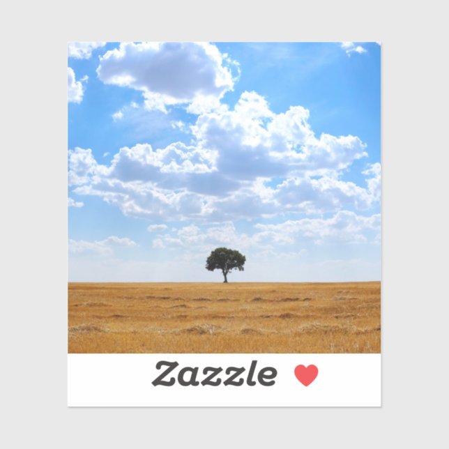 Tree in an harvested wheat field  sticker (Sheet)