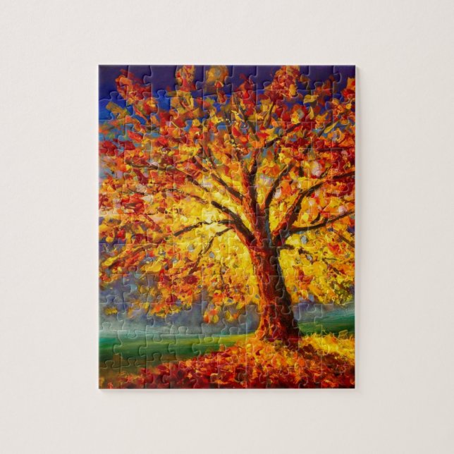 Tree in autumn jigsaw puzzle (Vertical)