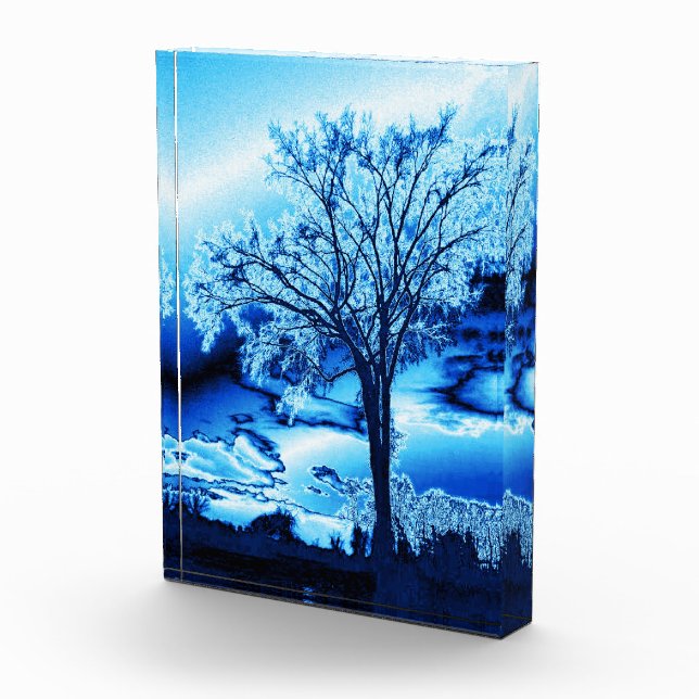 Tree in Blue Ice Acrylic Photo Block (Right)