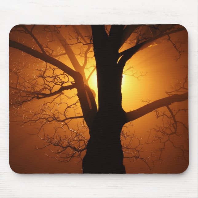 Tree In Fog At Night Mousepad (Front)
