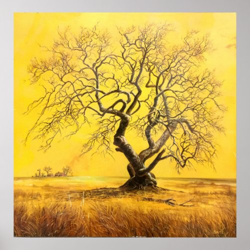 Tree in Golden Light Poster