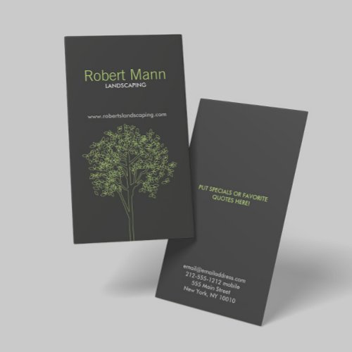 TREE in GREENGRAY VERTICAL Business Card