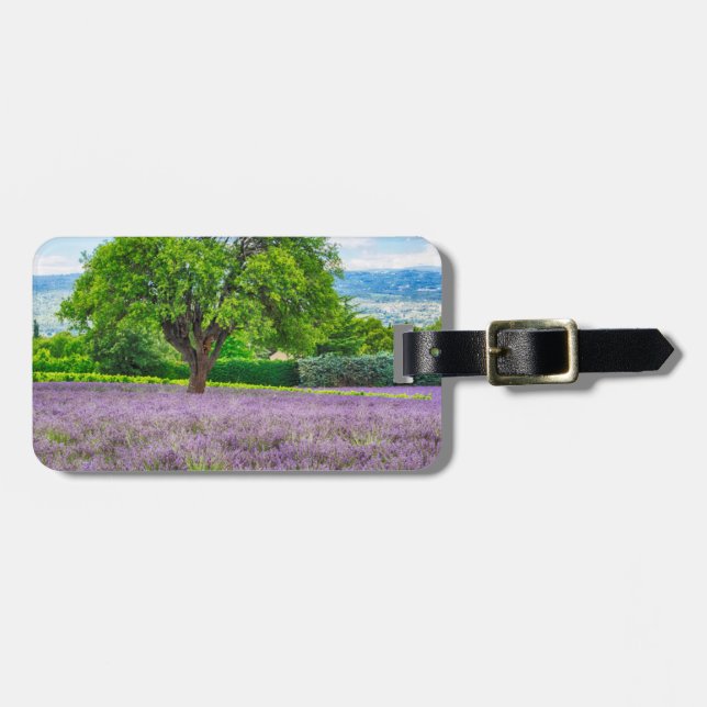 Tree in Lavender Field, France Luggage Tag (Front Horizontal)
