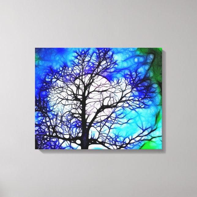 Tree in Moonlight Landscape Wrapped Canvas Print (Front)