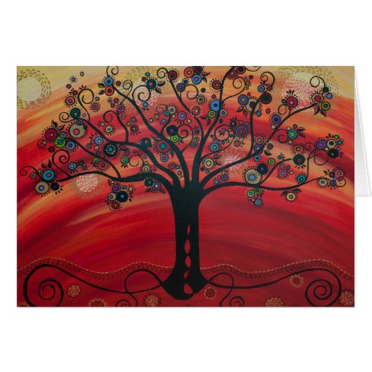 "Tree in Rouge" by CatherineHayesArt Cards (Front Horizontal)