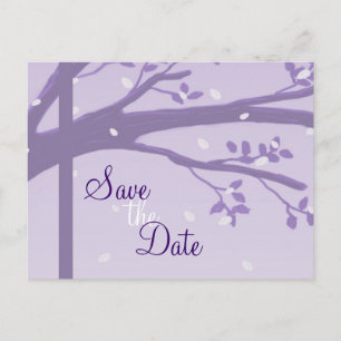 Tree in Silhouette Purple Save the Date Postcard