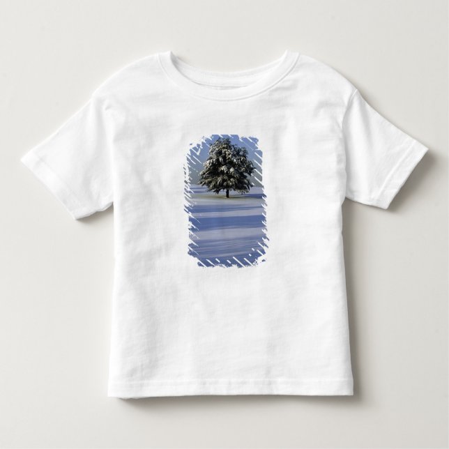 Tree in snow covered landscape toddler t-shirt (Front)