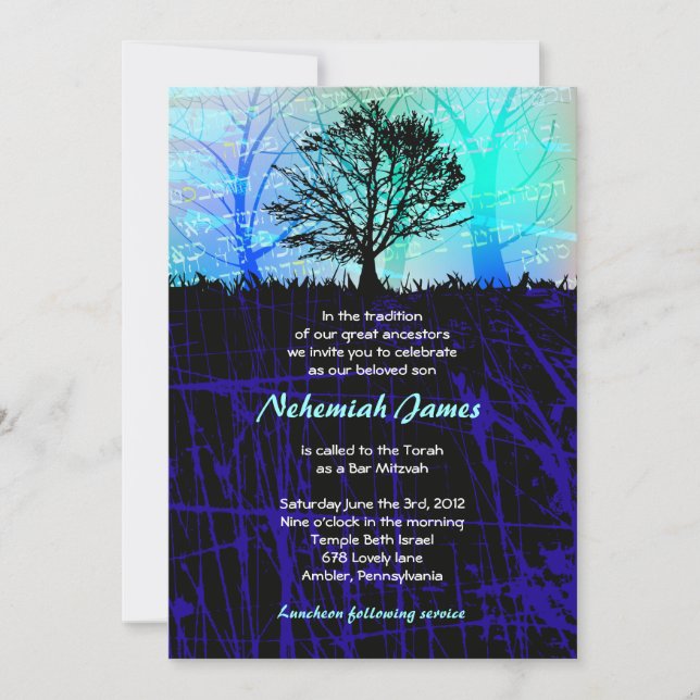 Tree in the Woods Bar Bar Mitzvah Invitation (Front)