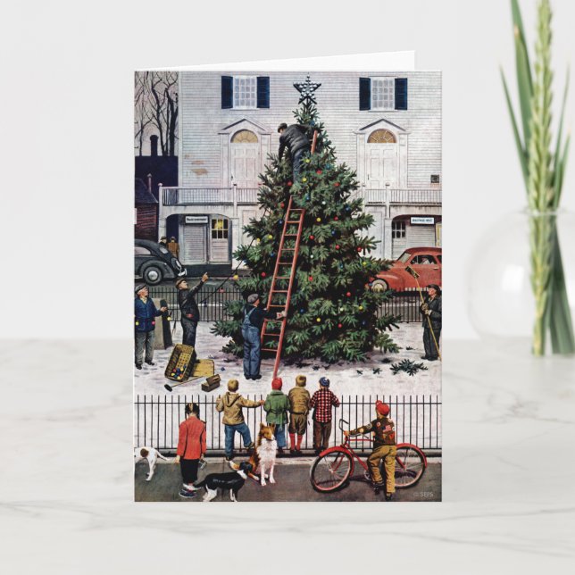 Tree in Town Square Holiday Card (Front)