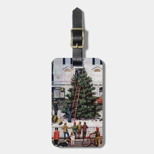 Tree in Town Square Luggage Tag (Front Vertical)