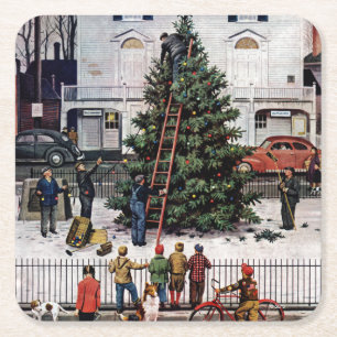 Tree in Town Square Paper Coaster