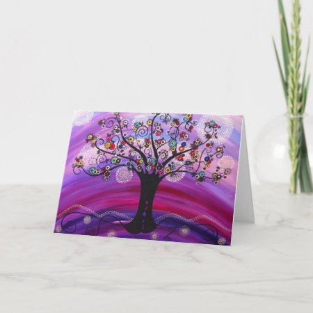"tree In Violet" Note Card By Catherinehayesart