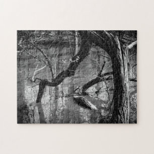 Tree In Water, Dark Horror Photograph, Woods Jigsaw Puzzle
