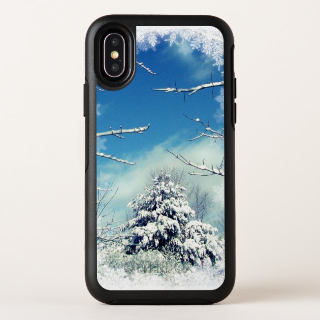 Tree in Winter Snow Blue OtterBox iPhone X Case