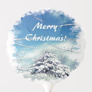 Tree in Winter Snow Christmas Balloon