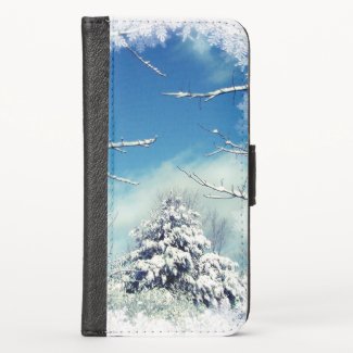 Tree in  Winter Snow iPhone X Wallet Case