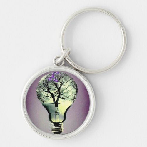 Tree Inside Light Bulb Keychain