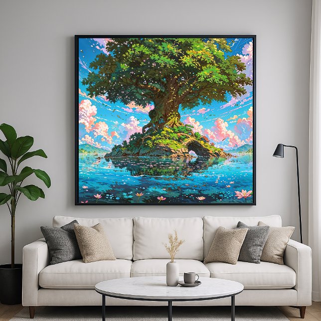 Tree Island - Colorful Nature Illustration Style Poster (Creator Uploaded)