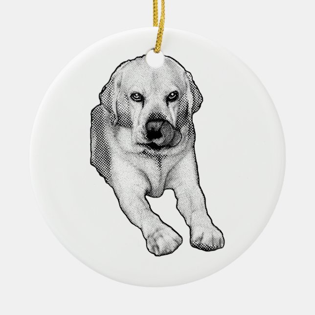 Tree keepsake: Labrador cheer Ceramic Ornament (Front)