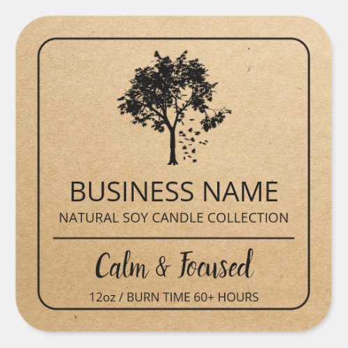 Tree Kraft Paper Soy Candle Product Labels