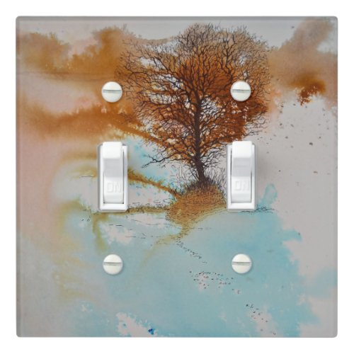 Tree Landscape Watercolor Painting Light Switch Cover