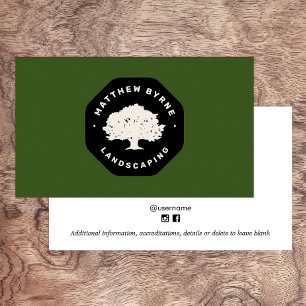 Tree Landscaper Landscaping  Emblem  Green Lawn Business Card