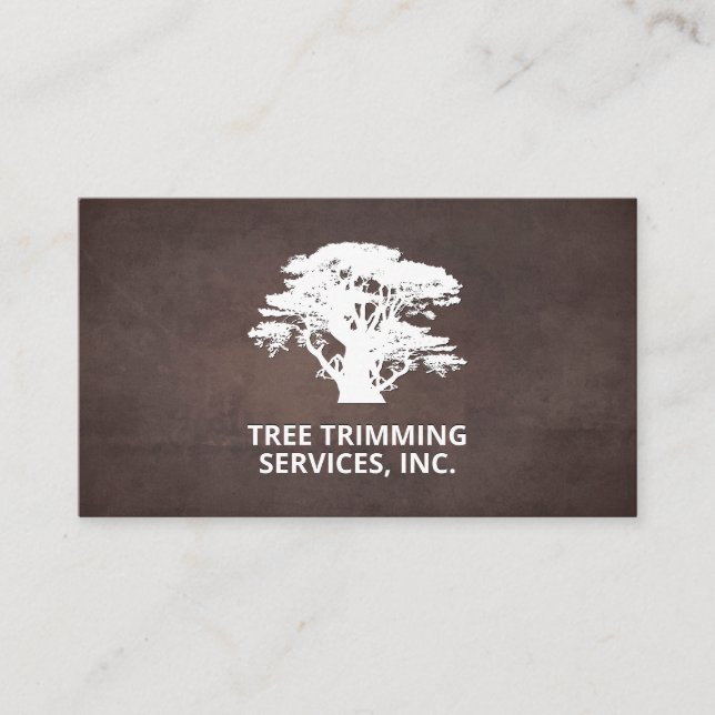 Tree | Landscaping | Brown Texture Background Business Card (Front)