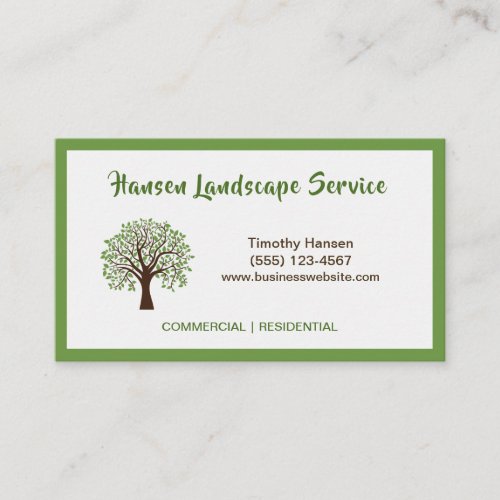 Tree Landscaping Yard Professional Service Business Card