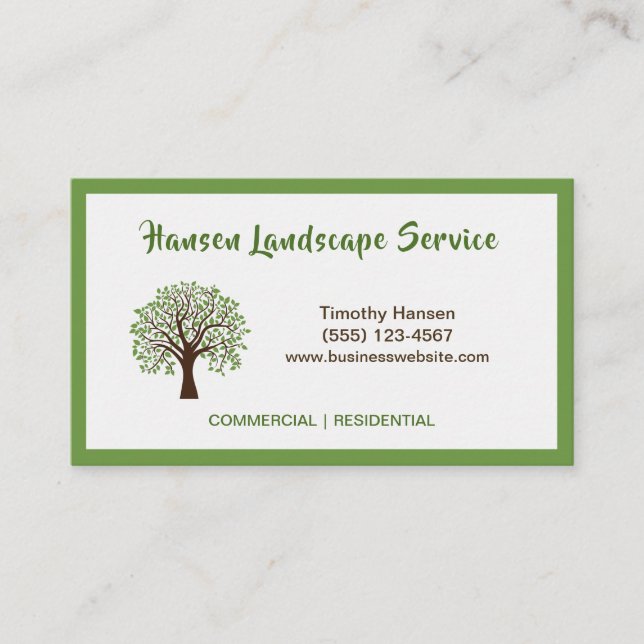 Tree Landscaping Yard Professional Service Business Card (Front)