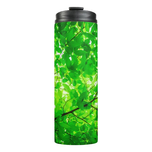 Tree leaf twig texture pattern thermal tumbler (Front)