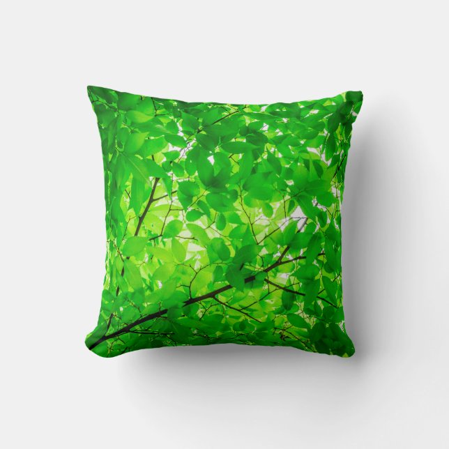 Tree leaf twig texture pattern throw pillow (Front)