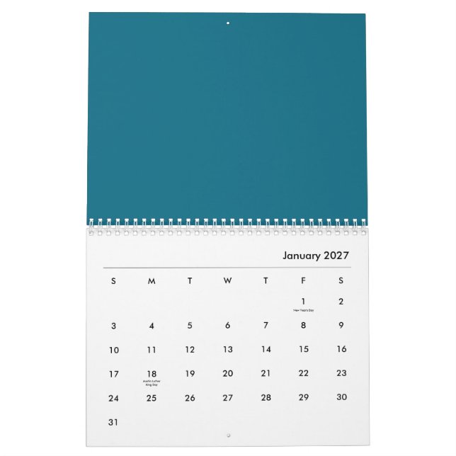tree leaves calendar (Jan 2027)