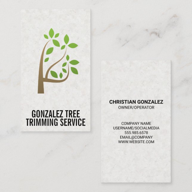 Tree Leaves Icon | Landscaping | Gardener Business Card (Front/Back)