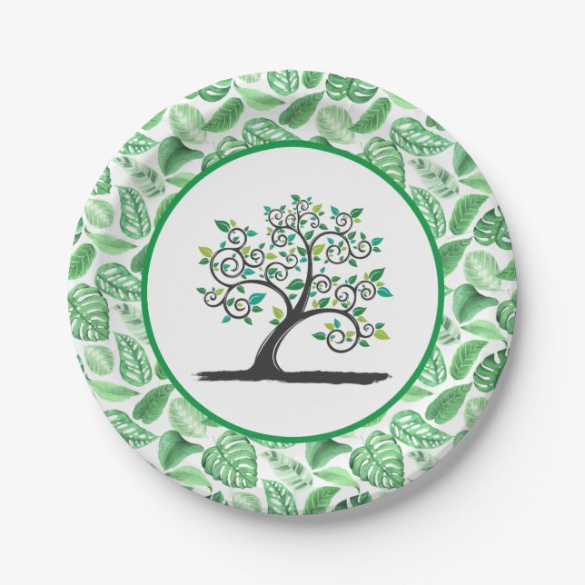 Tree Leaves Paper Plates (Front)