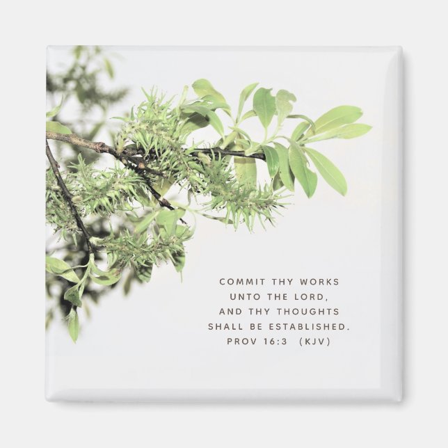 Tree Leaves Photo Bible Verse Magnet (Front)