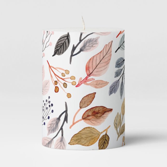tree leaves pillar candle (Front)