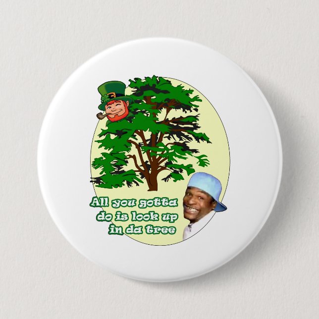 Tree Leprechaun Pinback Button (Front)