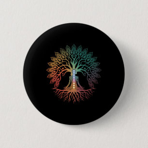 Tree Life Woman Yoga Chakra Spiritual Button