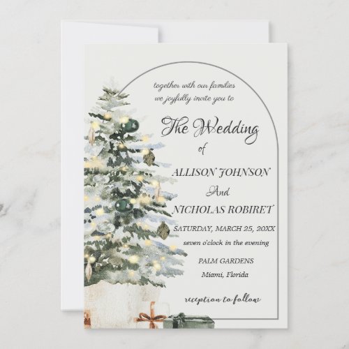 tree lights winter christmas wedding Invitation Invitation