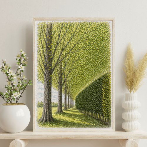 Tree Lined Pathway | Botanical Landscape Art Poster
