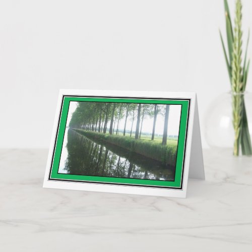 Tree Lined River Reflections Greetings Card