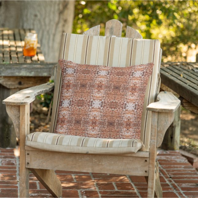 Tree Log Cutaway Photo Mixed Media Repeat Pattern Outdoor Pillow (Chair)
